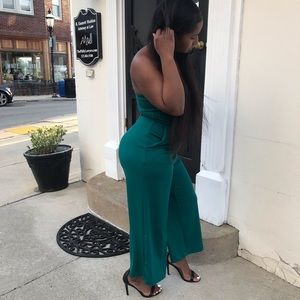 Green strapless romper